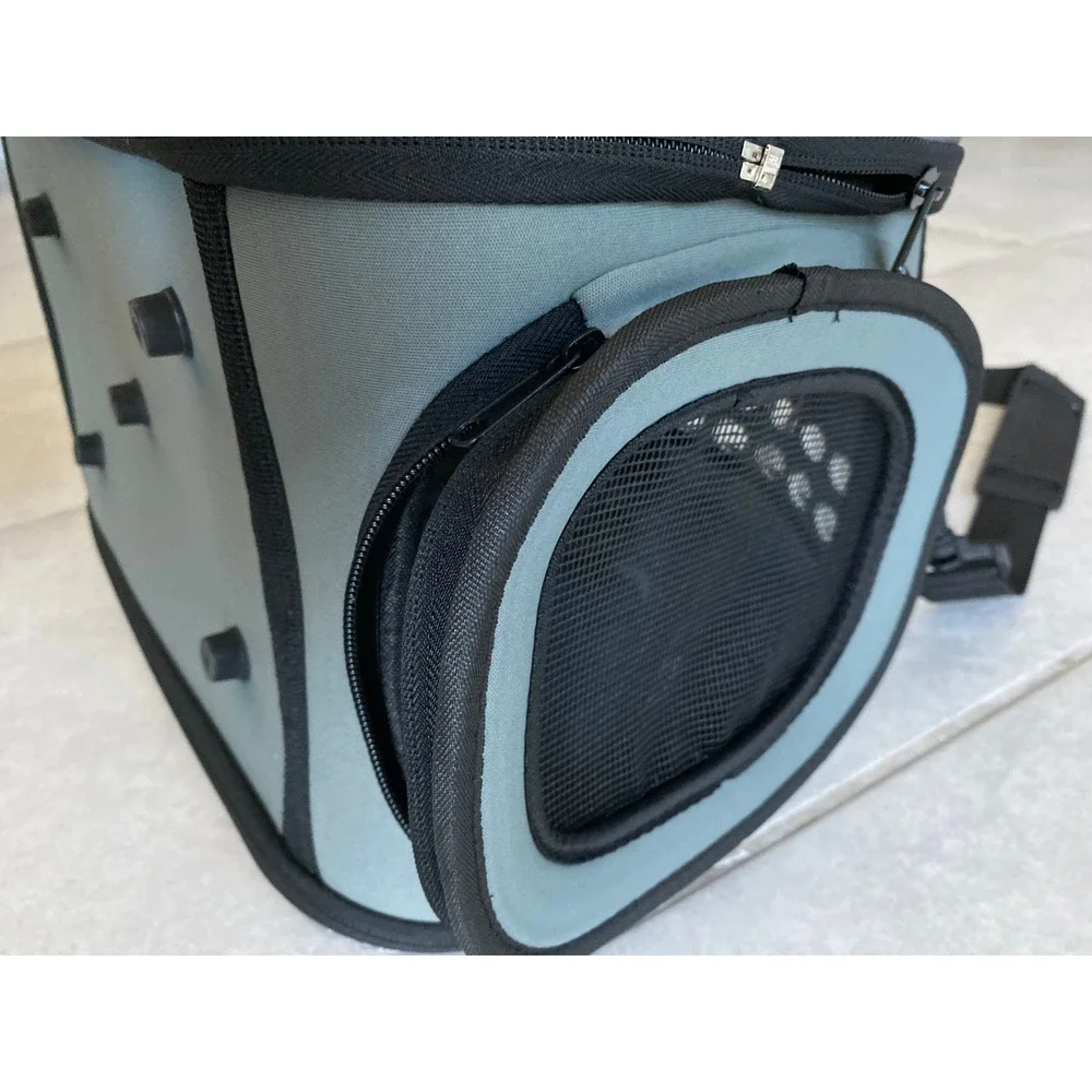 Gray Floral Paw Print Soft Sided Pet Carrier Small Dog Cat Travel Bag Mesh Vent